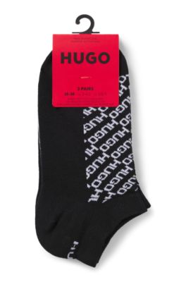 Three-pack of ankle socks with logo details, White / Black