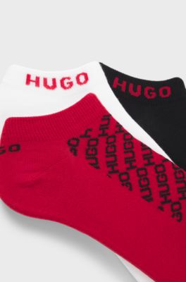 Three-pack of ankle socks with logo details, Red