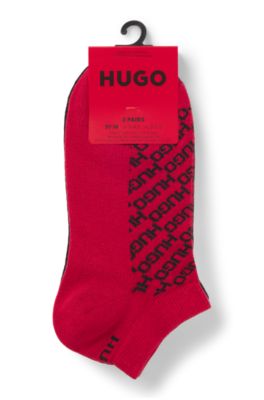 Three-pack of ankle socks with logo details, Red