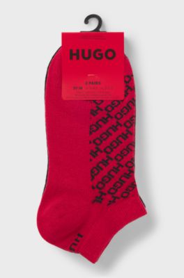 Three-pack of ankle socks with logo details, Red