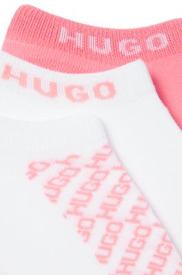 Three-pack of ankle socks with logo details, White / Pink
