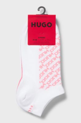 Three-pack of ankle socks with logo details, White / Pink