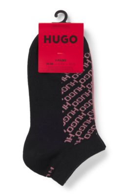 Three-pack of ankle socks with logo details, White / Pink