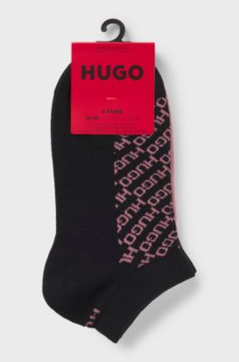 Three-pack of ankle socks with logo details, White / Pink