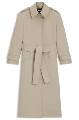 Belted trench coat in virgin wool