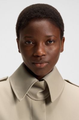 Trenchcoat met riem van scheerwol, Lichtbeige