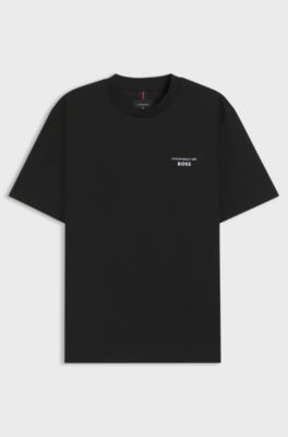 Porsche x BOSS mercerised-cotton T-shirt with Targa artwork, Black