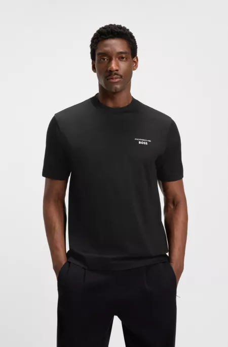 Porsche x BOSS mercerised-cotton T-shirt with Targa artwork