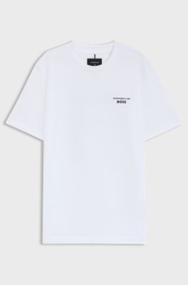 Porsche x BOSS mercerised-cotton T-shirt with Targa artwork, White
