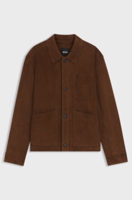 Regular-fit jacket in nappalan suede with patch pockets, Brown