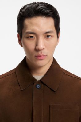 나팔란 스웨이드 레귤러 핏 재킷, 브라운