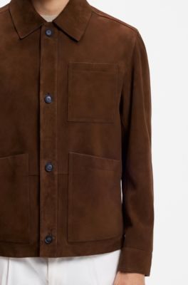 Regular-fit jacket in nappalan suede with patch pockets, Brown