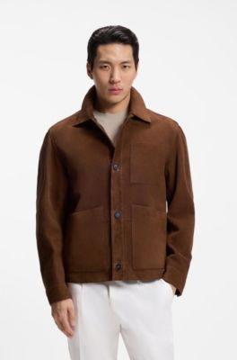 Regular-fit jacket in nappalan suede with patch pockets, Brown
