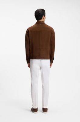 Regular-fit jacket in nappalan suede with patch pockets, Brown