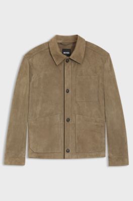 Regular-fit jacket in nappalan suede with patch pockets, Light Brown