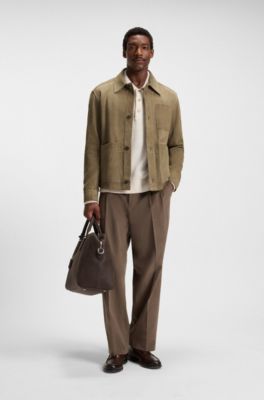 Regular-fit jacket in nappalan suede with patch pockets, Light Brown