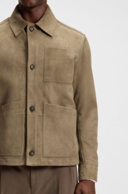 Regular-fit jacket in nappalan suede with patch pockets, Light Brown