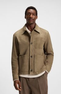 Regular-fit jacket in nappalan suede, Light Brown