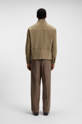 Regular-fit jacket in nappalan suede with patch pockets, Light Brown