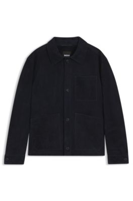 Regular-fit jas van nappalan su&egrave;de, Donkerblauw