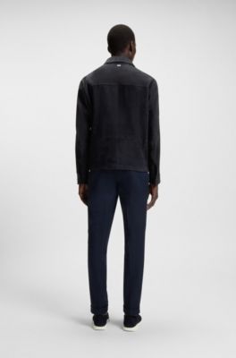 Regular-fit jacket in nappalan suede with patch pockets, Dark Blue