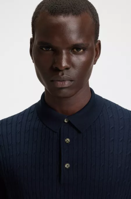Polo en maille torsadée de soie et de coton