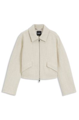 Boucl&eacute;-frakke med tovejslynl&aring;s, Lys beige