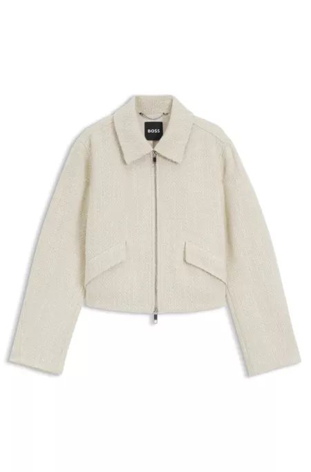 Manteau en maille bouclette avec fermeture éclair à double curseur