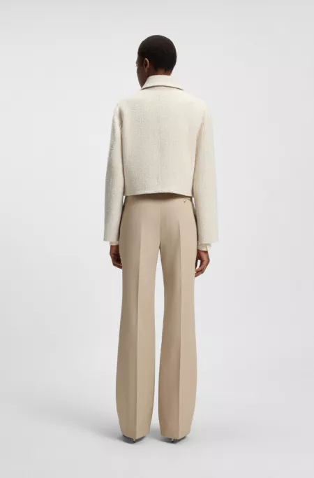 Bouclé coat with two-way zip