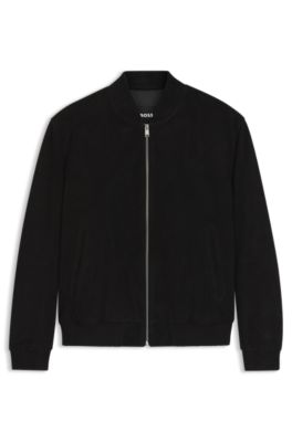 Regular-fit jacket in suede, Black