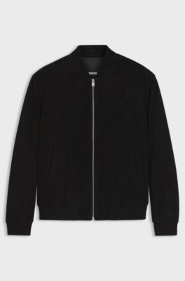 Regular-fit jacket in suede, Black