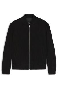 Regular-fit jacket in suede, Black