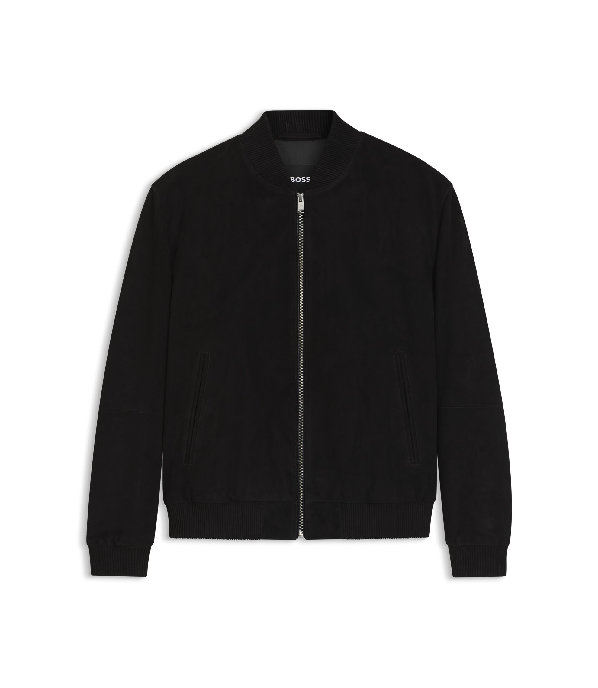 BOSS - Regular-fit jacket in suede - Black
