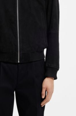 Regular-fit jacket in suede, Black