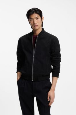 Regular-fit jacket in suede, Black