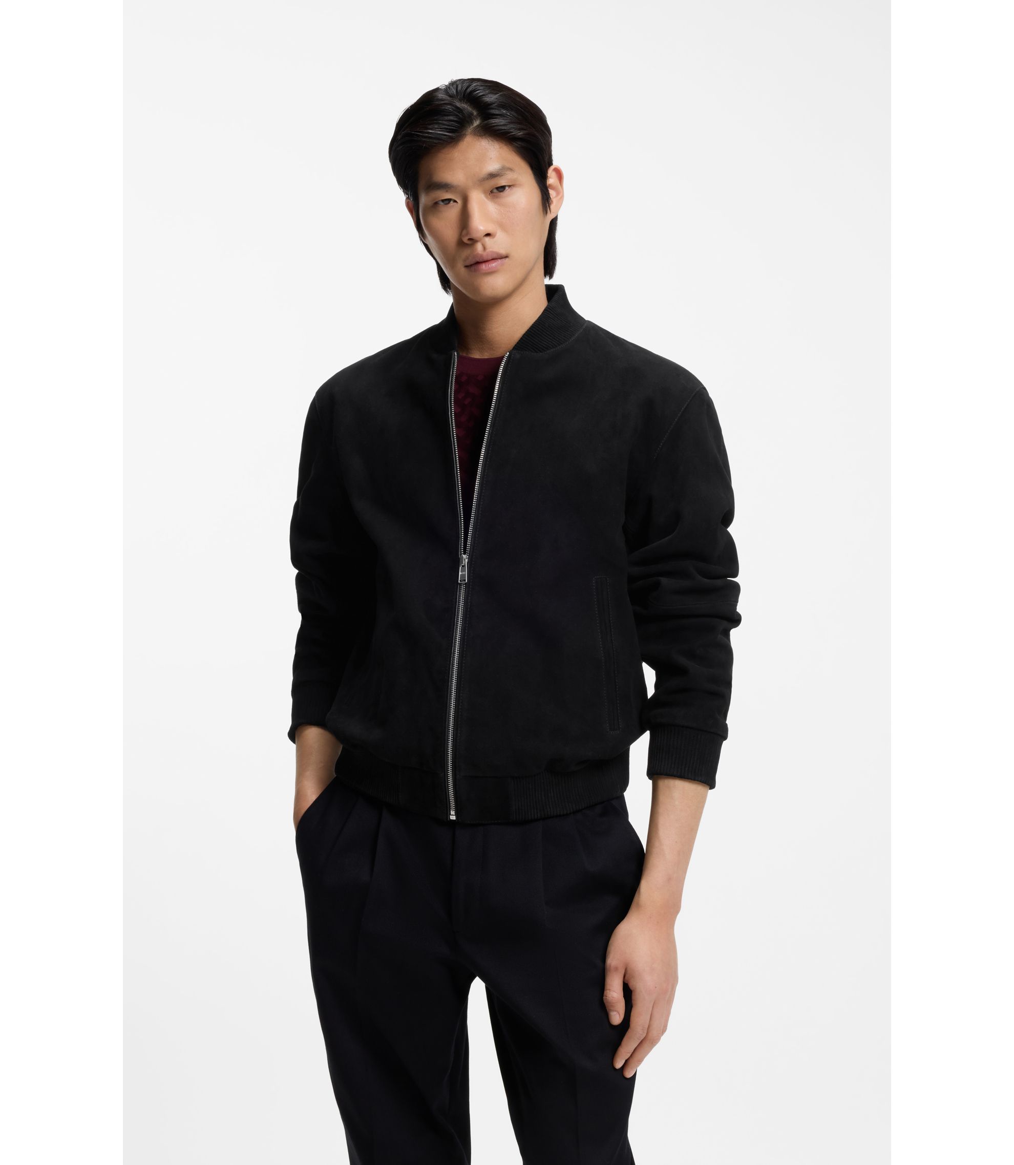 Regular-Fit Jacke aus Veloursleder