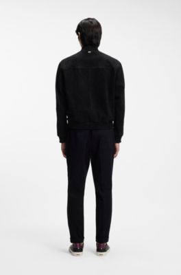 Regular-fit jacket in suede, Black