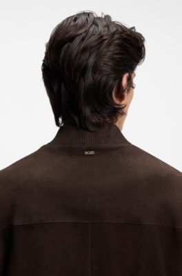 Regular-fit jacket in suede, Dark Brown