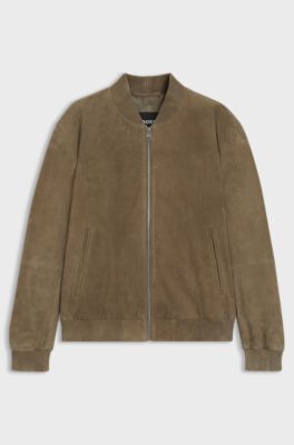 Regular fit jakke i ruskind, Brun