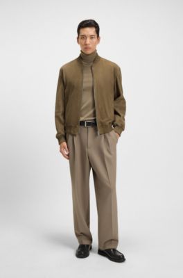 Regular-fit jacket in suede, Brown