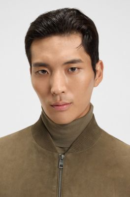 Regular-Fit Jacke aus Veloursleder, Braun
