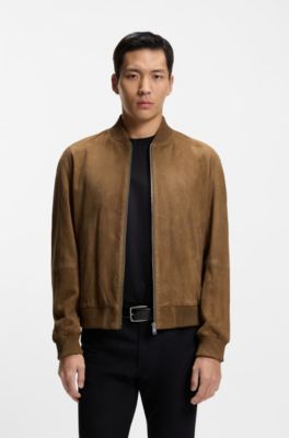 Veste Regular en cuir su&eacute;d&eacute;, Marron