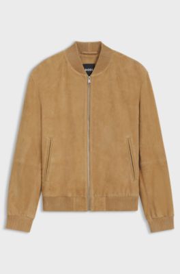 Veste Regular en cuir su&eacute;d&eacute;, Beige