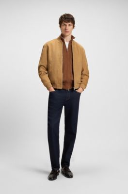 Regular-fit jacket in suede, Beige