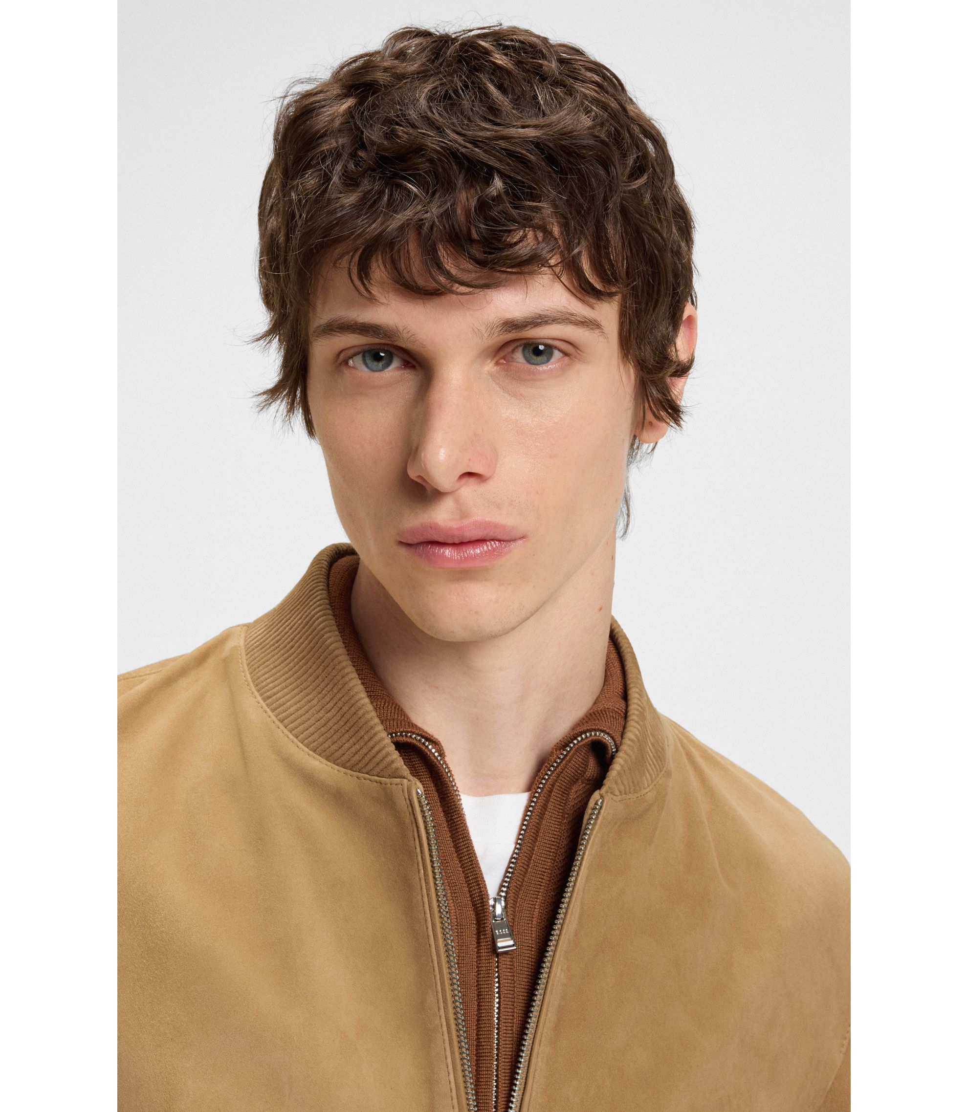 BOSS - レギュラーフィットジャケット スエード - ベージュ