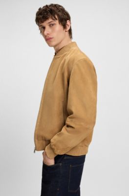Regular-fit jacket in suede, Beige