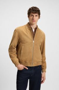 Veste Regular en cuir suédé, Beige