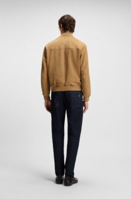 Regular-fit jacket in suede, Beige