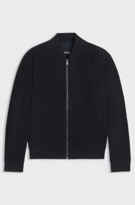 Giubbotto regular fit in pelle scamosciata, Blu scuro