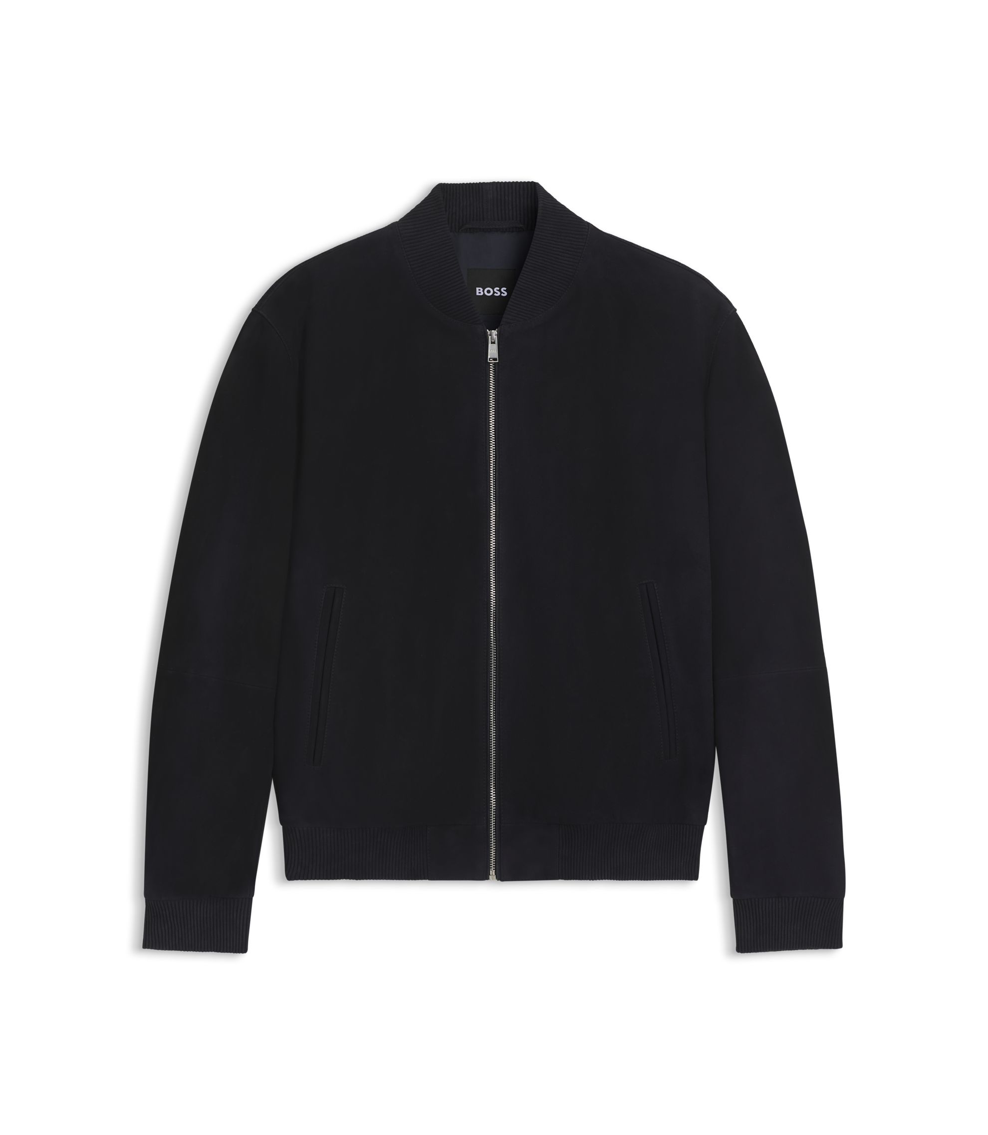 hugo boss 黒リネン　バルスタージャケット BOSS - レザージャケット シアリングカラー - ブラック
